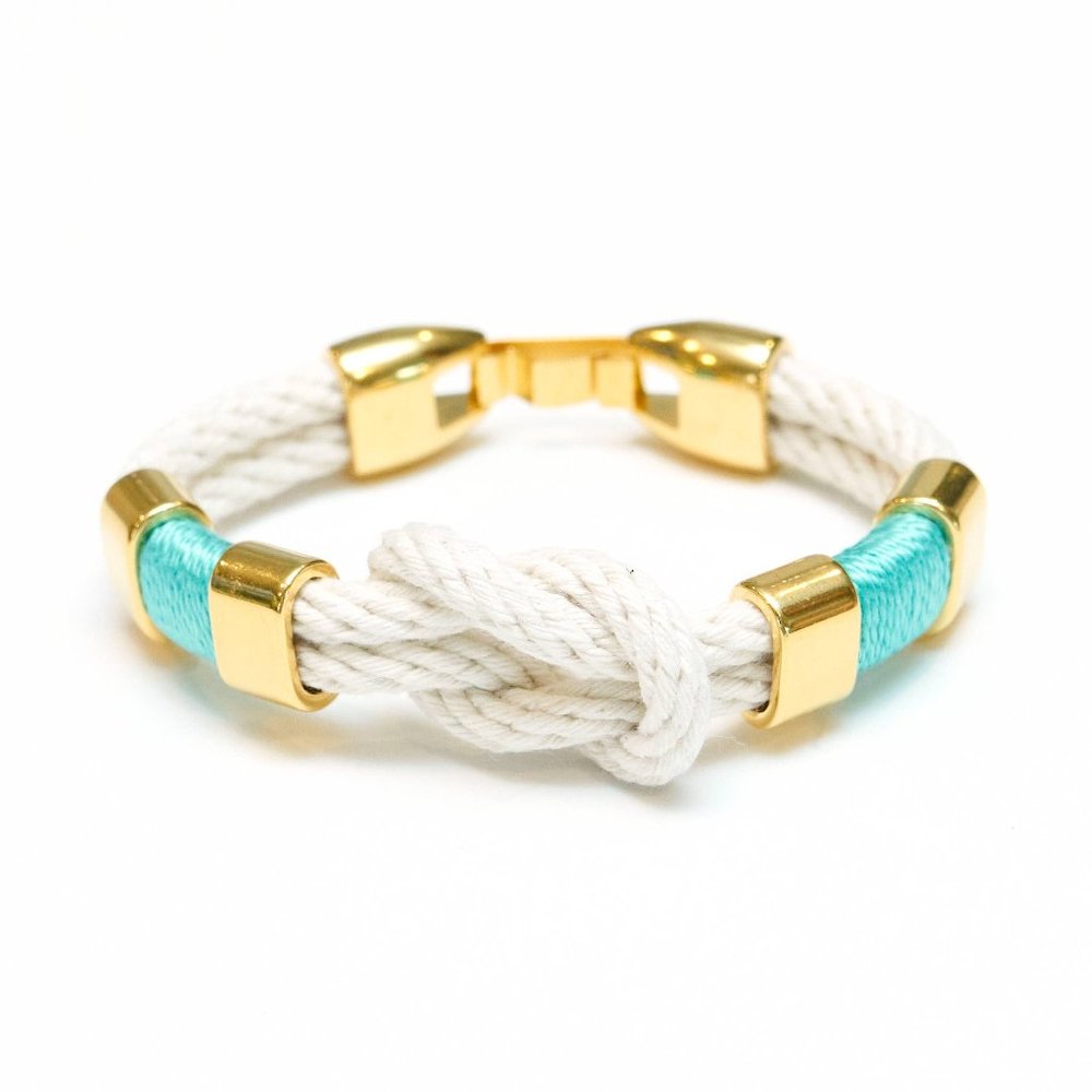 Womens Allison Cole Starboard Bracelet - Ivory/Turquoise/Goldd, Size Small NWOT